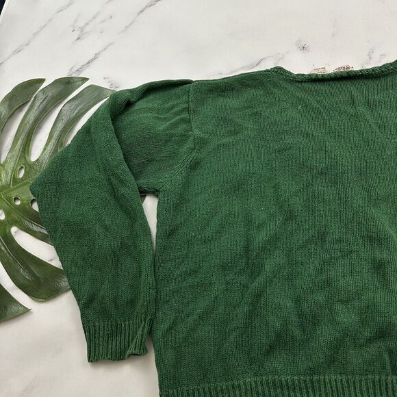 Huntington Ridge Womens Vintge 90s Cardigan Sweater Size L Green Floral Cottage - Picture 10 of 11